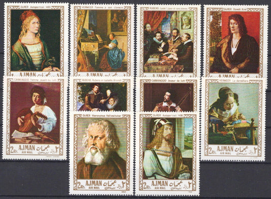 Ajman Mi 225-234 A MNH Art Paintings Durer Vermeer ZAYIX 022822S13