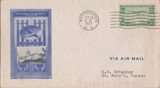 Air Mail FDC US C21-7c H Ioor Capital photo cachet Washington ZAYIX 062822SM11
