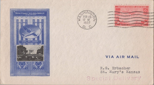 Air Mail FDC US C22-7b H. Ioor White House Photo cachet 50c red ZAYIX 062822SM16