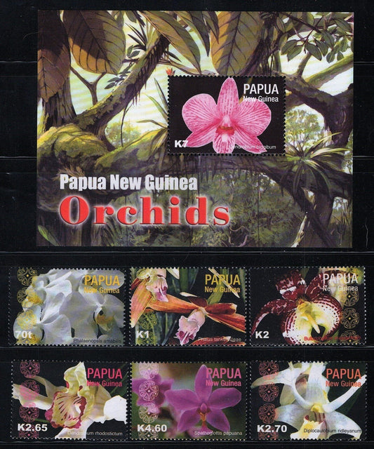 Papua New Guinea 1118-1124 MNH Flowers Orchids ZAYIX 070922SM15