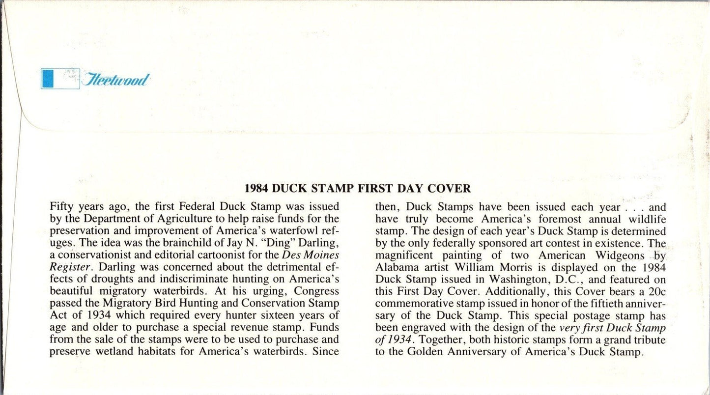 1984 US RW51 Fleetwood FDC Federal Hunting Permit Duck Stamp ZAYIX 113022SM78