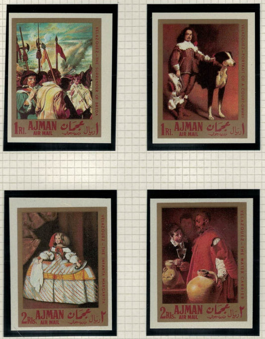 Ajman Mi 218-221 B MNH Art Paintings - Ships - Dogs perforated ZAYIX 022822S11M