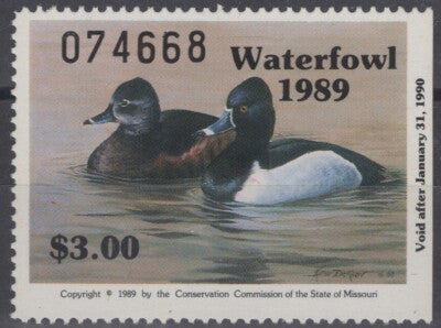 1989 Missouri 11 MNH US State Duck Stamp Birds ZAYIX 070122S04