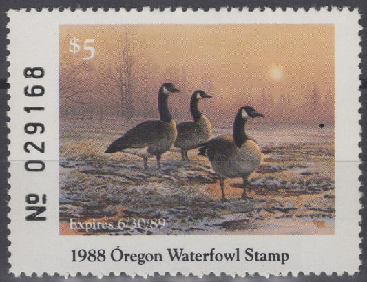 1988 Oregon 5 MNH US State Duck Stamp Birds ZAYIX 062322S60