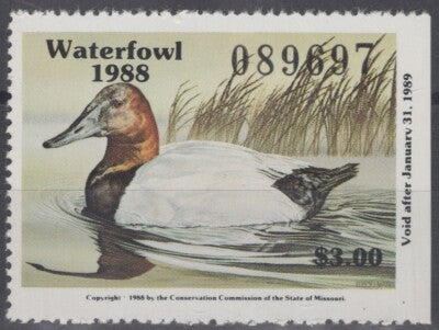 1988 Missouri 10 MNH US State Duck Stamp Birds ZAYIX 062322S50