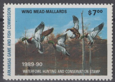 1989 Arkansas 9 MNH US State Duck Stamp Birds ZAYIX 062322S75