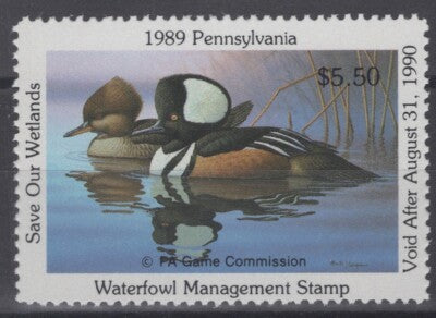 1989 Pennsylvania 7 MNH US State Duck Stamp Birds ZAYIX 070122S15