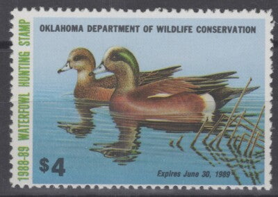 1988 Oklahoma 9 MNH US State Duck Stamp Birds ZAYIX 062322S59