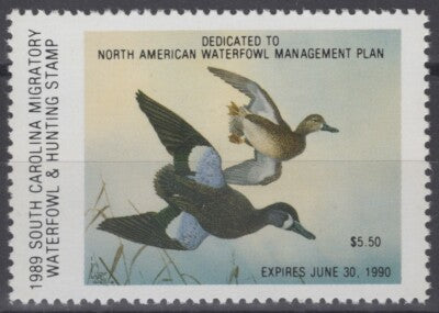 1989 South Carolina 9 MNH US State Duck Stamp Birds ZAYIX 070122S17