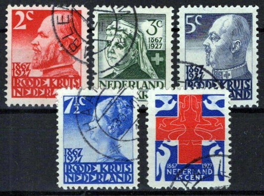 Netherlands B16-B20 Used King William III Red Cross Zayix Stamps 0325S014
