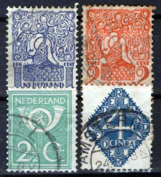 Netherlands 113-116 Used Post Horn Trees Lions Numerals Zayix Stamps 0325S043