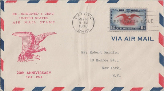 Air Mail FDC US C23-47 Re-Deigned 6c Air Mail cachet Dayton PM ZAYIX 062822SM39