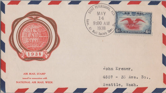 Air Mail FDC US C23-30 F.R. Rice cachet - St. Petersburg PM - ZAYIX 062822SM31