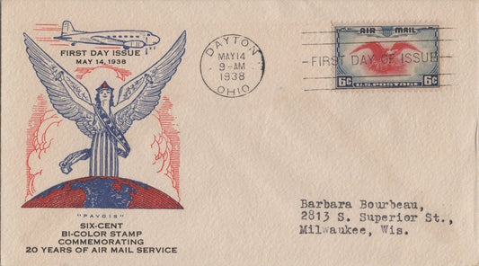 Air Mail FDC US C23-33b Pavois cachet - Dayton 20 yrs Air Mail ZAYIX 062822SM34