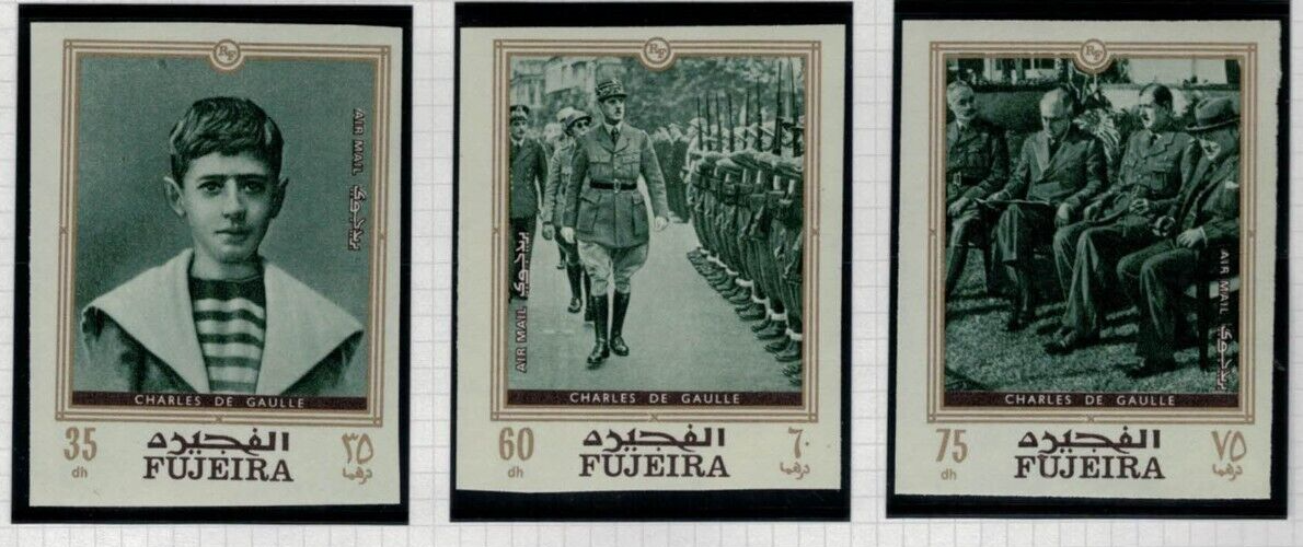 Fujeira UAE Mi 424-430B MNH Impf French General Charles De Gaulle 30222S22 ZAYIX 030222S22