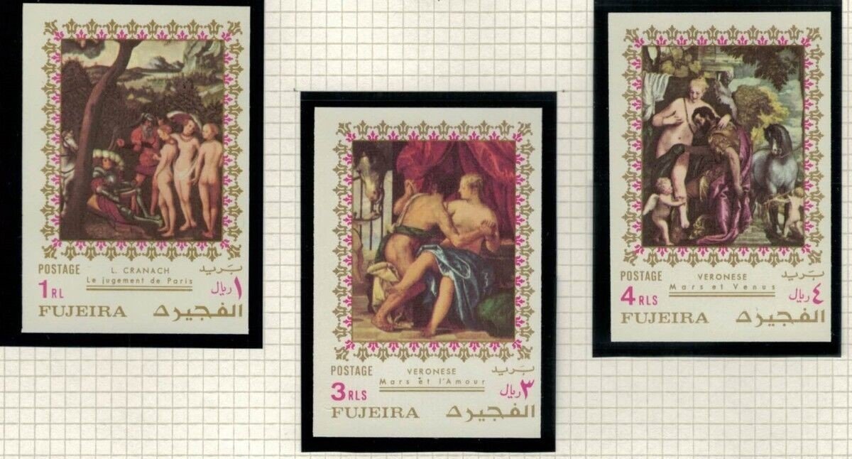 Fujeira UAE Mi 864-868B, Block 84B MNH Impf Art Nude Paintings ZAYIX 022522SM83