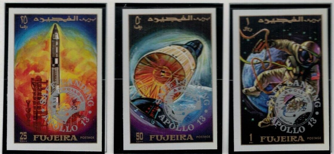 Fujeira UAE Mi 456-462B MNH Impf Space Apollo 13 silver ovpt ZAYIX 030222S28M