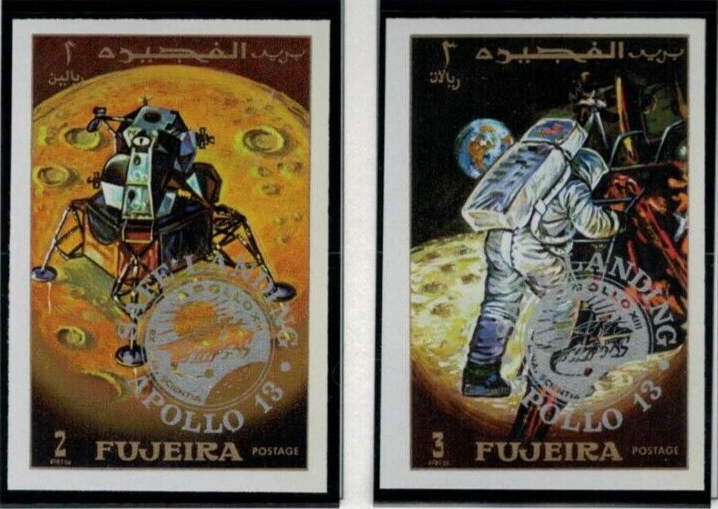 Fujeira UAE Mi 456-462B MNH Impf Space Apollo 13 silver ovpt ZAYIX 030222S28M