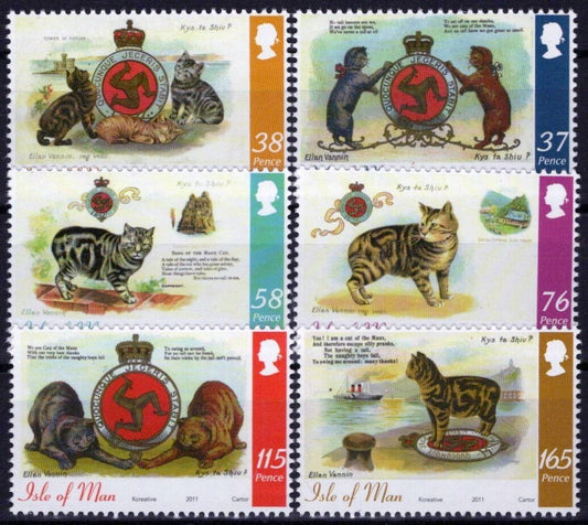 Isle of Man 1442-1447 MNH Post Cards Manx Cats Pets ZAYIX 073123SM16M
