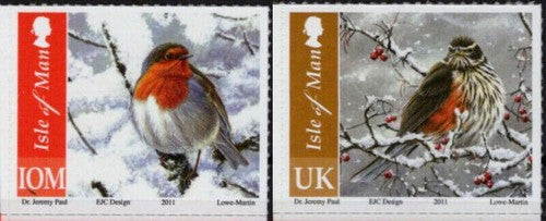 Isle of Man 1461-1462 MNH Self Adhesive Birds in Winter Zayix Stamps ZAYIX 073123SM20M