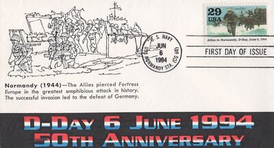 US 2838 FDC Junction Cachets Normandy Beach WW2 ZAYIX 1024A0179
