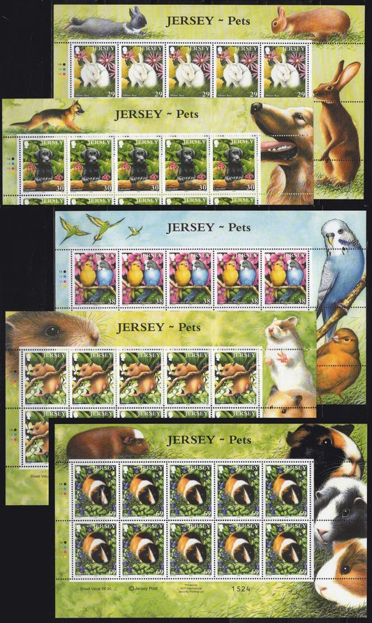 Jersey 1093-1097 MNH Pets Dogs Birds Rabbits Animals 092723SL37 ZAYIX 092723SL37M