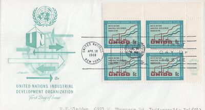 United Nations 185 Artmaster FDC UNIDO Inscription Block 032723SM20M ZAYIX 030723SM21