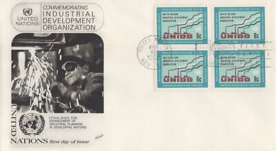 United Nations 185 Fleetwood FDC UNIDO 8c block 032723SM28 ZAYIX 030723SM28