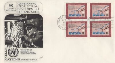 United Nations 186 Fleetwood FDC UNIDO 8c block 032723SM29 ZAYIX 030723SM29