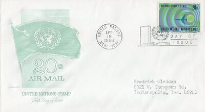 United Nations C13 Artmaster FDC 20c air post addressed 032723SM32 ZAYIX 030723SM32