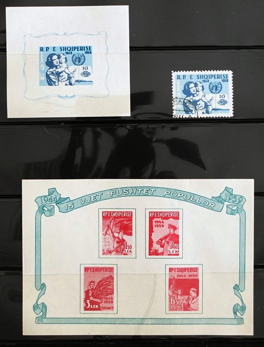 Albania 551a MNH, 552a MH, 552 CTO UN &15th Anniversary ZAYIX 112022FRANKELS03