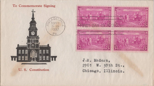 US Planty 798-51 FDC Roessler cachet - Constitution block ZAYIX 113022SM18