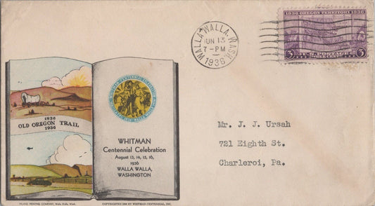 US Planty 783-12a face 1st Inland Printing Co. cachet Oregon ZAYIX 113022SM20