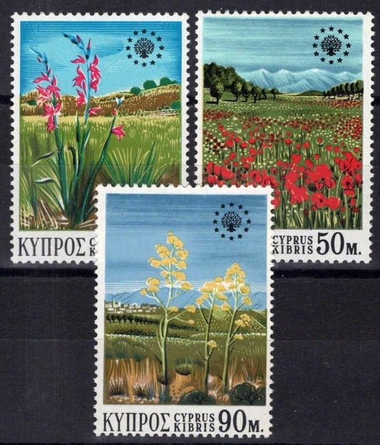 Cyprus 343-345 MNH Landscapes Flowers Nature ZAYIX 083022S151