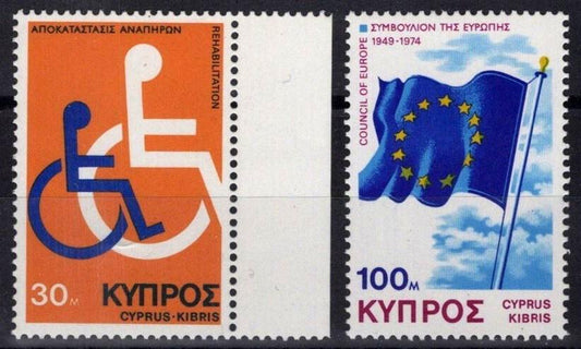 Cyprus 432-433 MNH Council Europe Flag Disabled Persons Emblem ZAYIX 083022S172