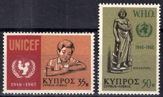 Cyprus 317-318 MNH WHO UNICEF Statue ZAYIX 083022S142