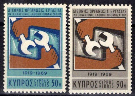 Cyprus 322-323 MNH ILO Emblem Hands ZAYIX 083022S145
