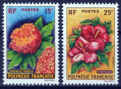 French Polynesia 196-197 MNH Flowers Plants Hibiscus ZAYIX 0624S0024