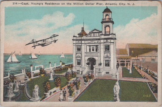 Capt Young's Residence Biplane Sailboat Million $ Pier Postcard ZAYIX 090222PC45