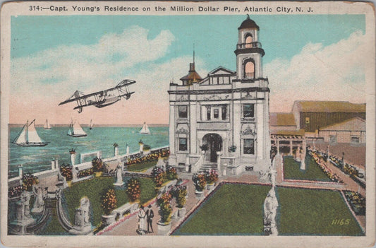 ZAYIX Postcard Capt Young's Residence Biplane Sailboat Million $ Pier 090222PC45
