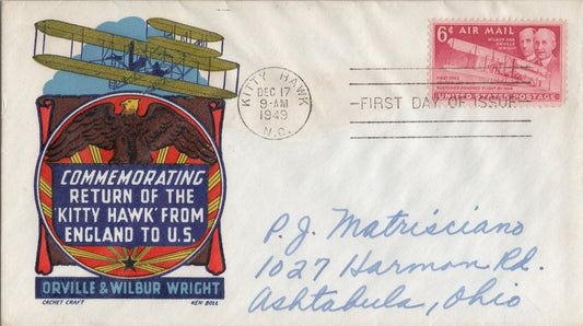 US M# C45-7 FDC Cachet Craft / Ken Bohl Wright Brothers ZAYIX 113022SM50