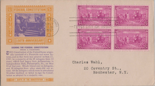 US MP# 798-17b FDC Laird purple/yellow Signing Constitution ZAYIX 113022SM48