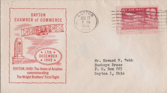 US C45 FDC unlisted Dayton Chamber of Commerce cachet Wrights ZAYIX 113022SM57