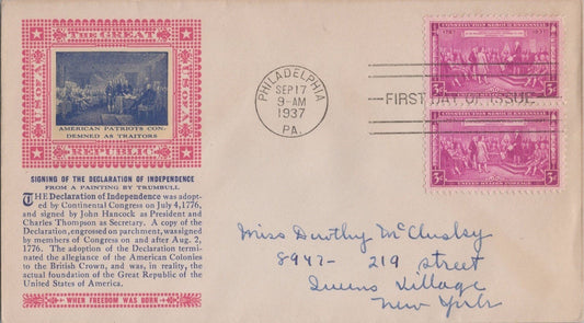 US MP# 798-17a FDC Laird red/gold/blue Signing Constitution ZAYIX 113022SM49