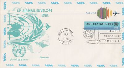 United Nations FDC 13c air post Postal Stationery Fleetwood ZAYIX 031823SM73