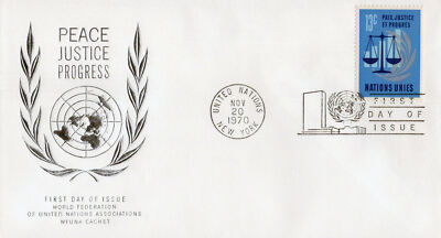 United Nations FDC Peace Justice Progress - WAFUNA cachet ZAYIX 031823SM47