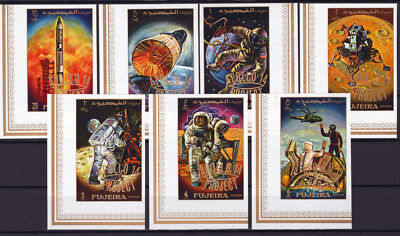 Fujeira 463 B-469 B MNH Imperf Gold Overprint Space Apollo 14 ZAYIX 042523S08