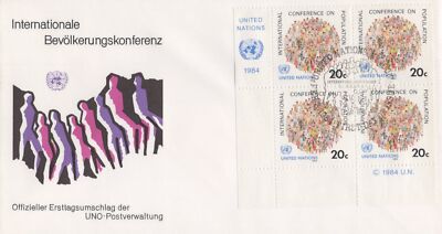United Nations FDC World Population Conf Geneva cachet block ZAYIX 031823SM165