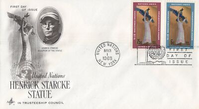 United Nations FDC Henrick Starcke Statue Artcraft Cachet ZAYIX 031823SM179M