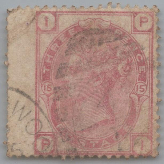 Great Britain 61 used Plate 15 3p rose Victoria wide left margin ZAYIX 103022S25